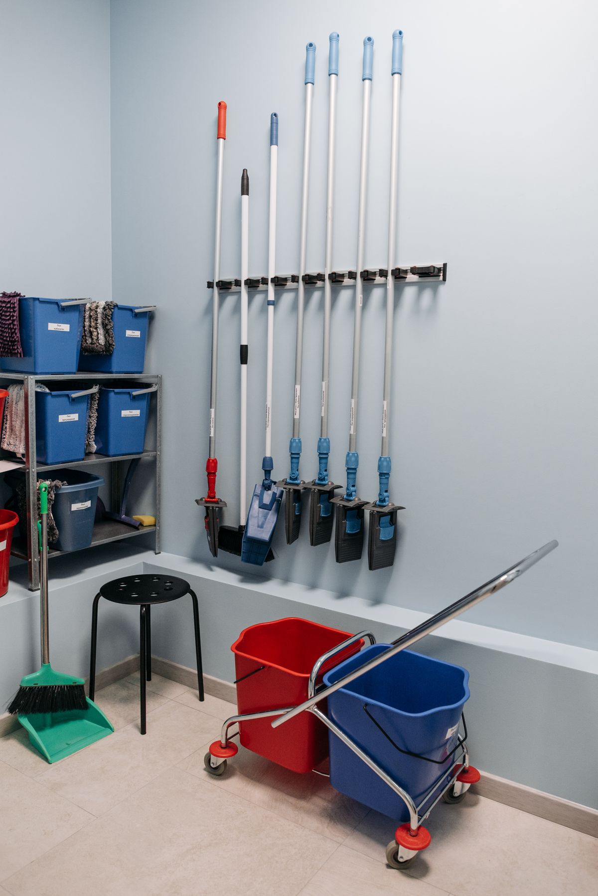Cleaning chemicals, paper goods, dispensers, floor care, and custodial equipment for public facilities.